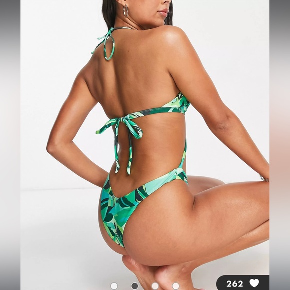 NWT Candypants cutout swimsuit in green abstract print - Picture 4 of 4